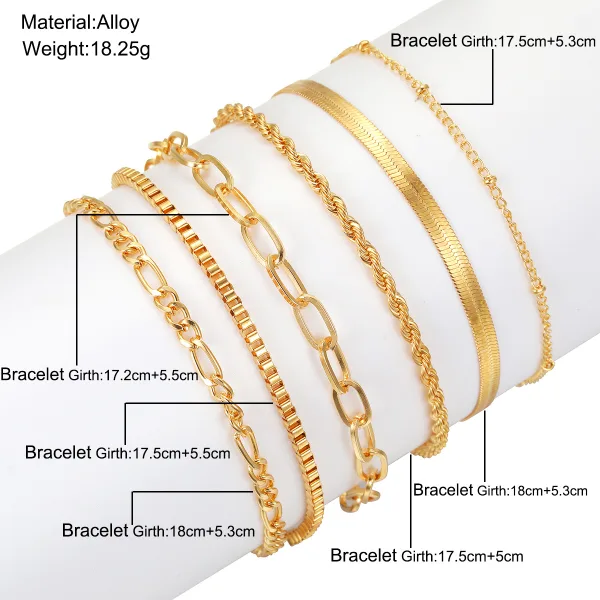 6-sets-14k-gold-plated-chain-bracelets-params