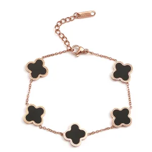 Rose-Gold-Four-Leaf-Lucky-Bracelet-Black