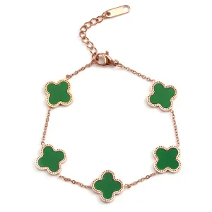 Rose-Gold-Four-Leaf-Lucky-Bracelet-Green